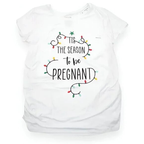 NWT White Red Green Holiday Christmas Cotton Maternity Baby Tee T-Shirt XXL 2X - Picture 2 of 4
